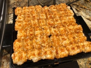 Cooked tater tot waffle
