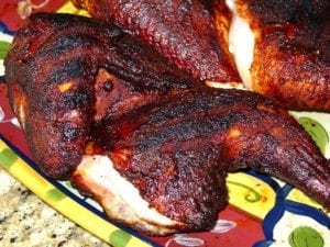 Basic barbecued chicken halves, finished over direct heat