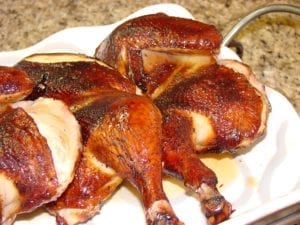 Close-up of basic marinated chicken.