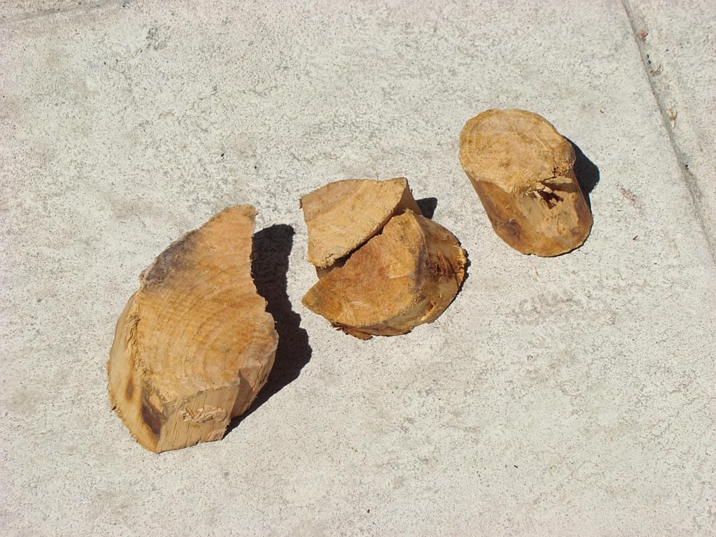 Three chunks of apple smoke wood