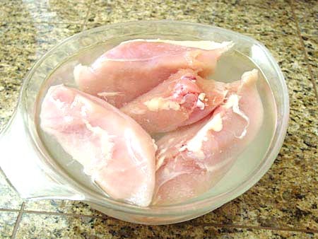 Brining the chicken breasts