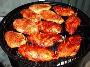 Boneless, skinless chicken breasts after smoking