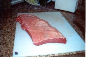 Trimmed brisket, fat side up