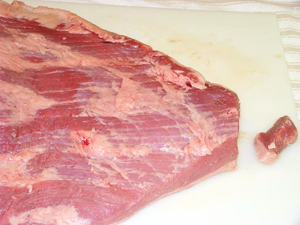 Close-up of a marked brisket