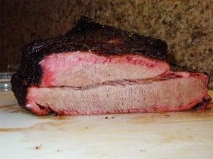 Cross-section of whole cooked brisket
