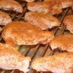 Close-up view of rubbed chicken wings