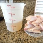 Brine solution and chicken halves