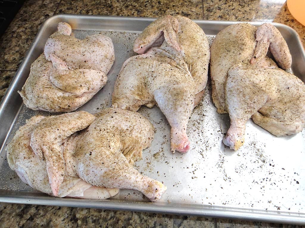Rubbed chicken ready for the smoker