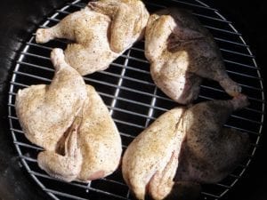 Chicken skin-side up in the WSM