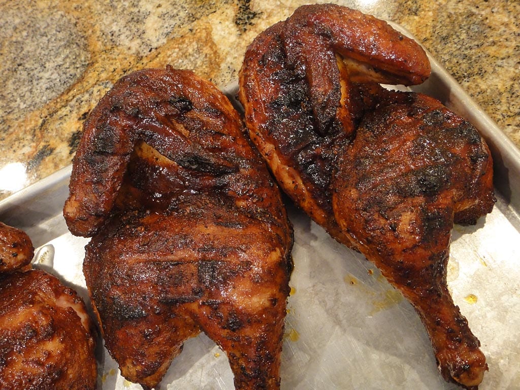 Chicken thighs, rubbed with killer hogs - the bbq rub and meat church - honey  hog hot. 2.5 hours on the weber kettle at 300. Glazed with simple syrup for  the last 30 mins : r/smoking