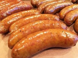 Close-up of garlic sausages