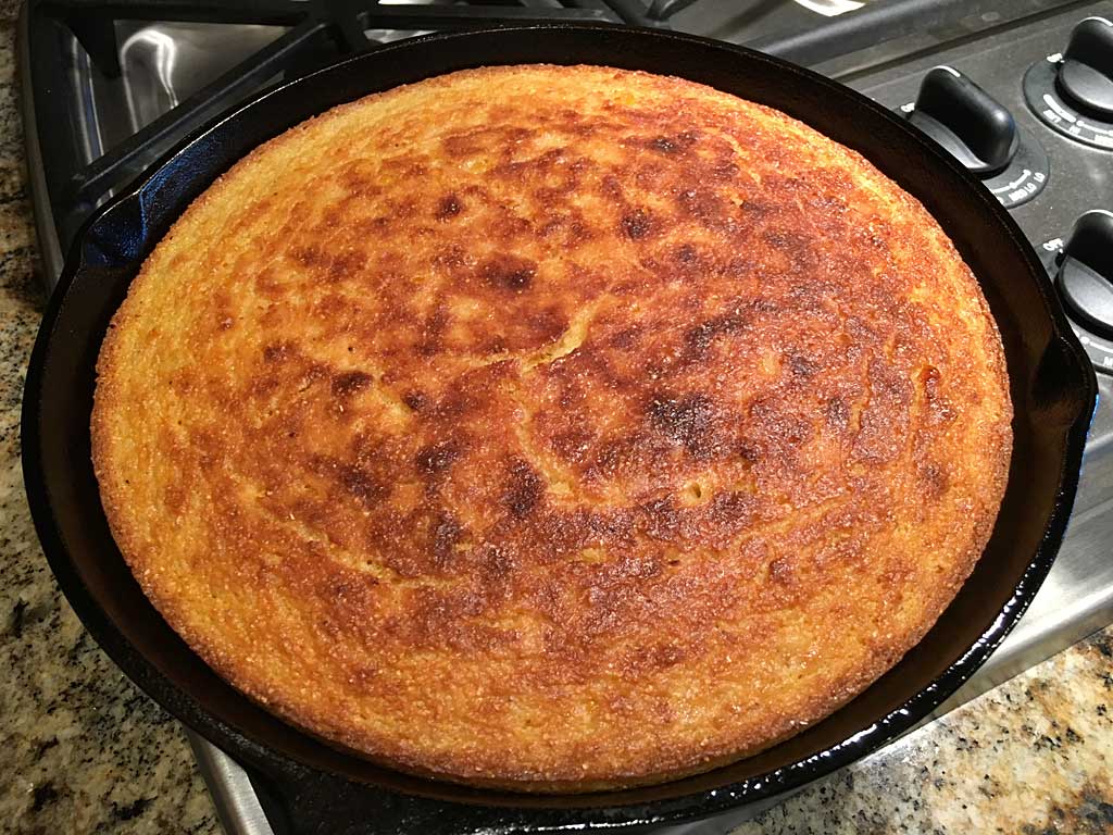 Sour cream cornbread right out of the oven