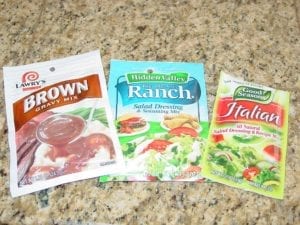 Three packets of seasoning mixes