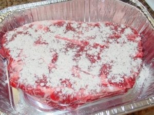 Dry mix applied to meat