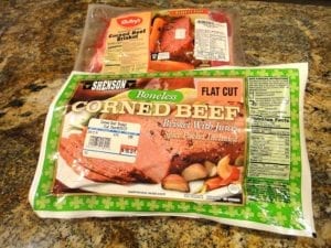 Corned beef brisket flats in packaging