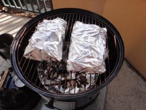 Foiled meat goes back into the WSM