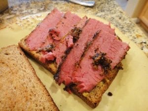 Making a sandwich with quick pastrami