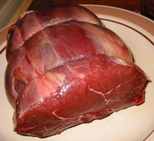 Raw moosemeat roast