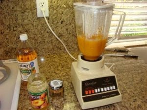 Running hot preserves through the blender