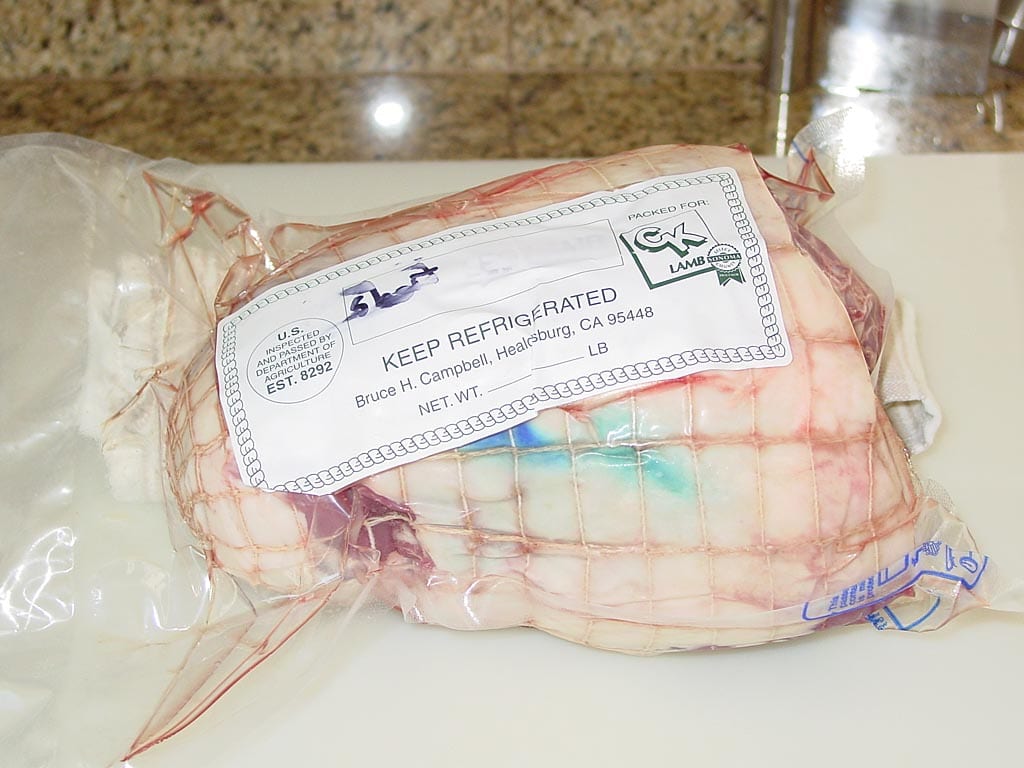 Boneless leg of lamb, sirloin removed, in Cryovac
