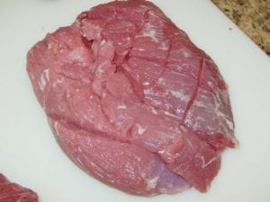 Close-up of scored lamb