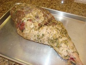 Leg of lamb after marinating