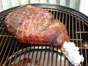 Leg of lamb cooked and ready for searing