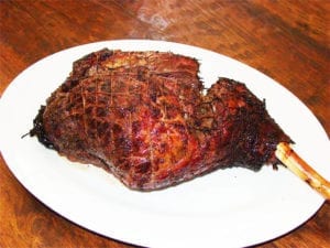Finished leg of lamb on a platter