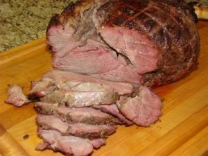Sliced leg of lamb
