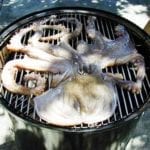 Octopus on the top cooking grate