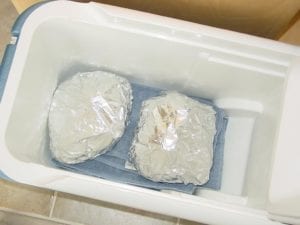 Holding pork butt in an empty cooler