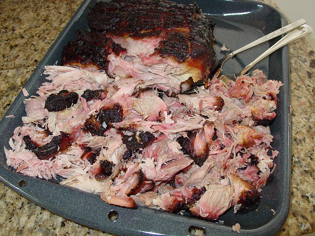 Partially pulled pork butt