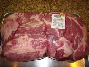 Two pork butts in Cryovac packaging