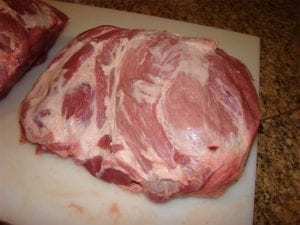 Pork butt after removing fat cap