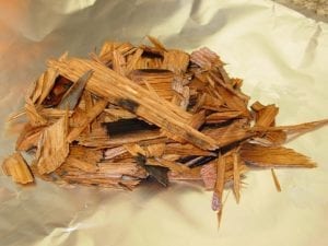Soaked oak wood chips