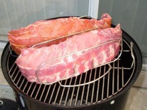 Ribs go into the cooker