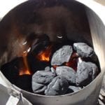 Hot coals inside Weber chimney