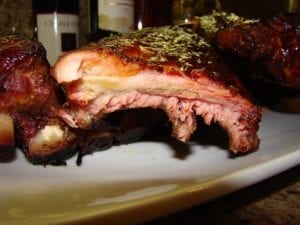Close-up of smoke ring inside ribs