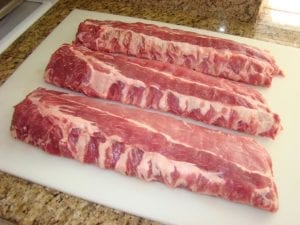 Three slabs of unrubbed ribs