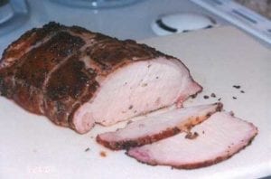 Garlic and herb paste loin sliced