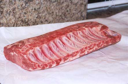 Pork loin, bone side up