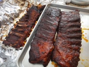 Spareribs after cooking 1.5 hours in foil