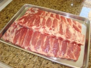 Spareribs trimmed St. Louis style