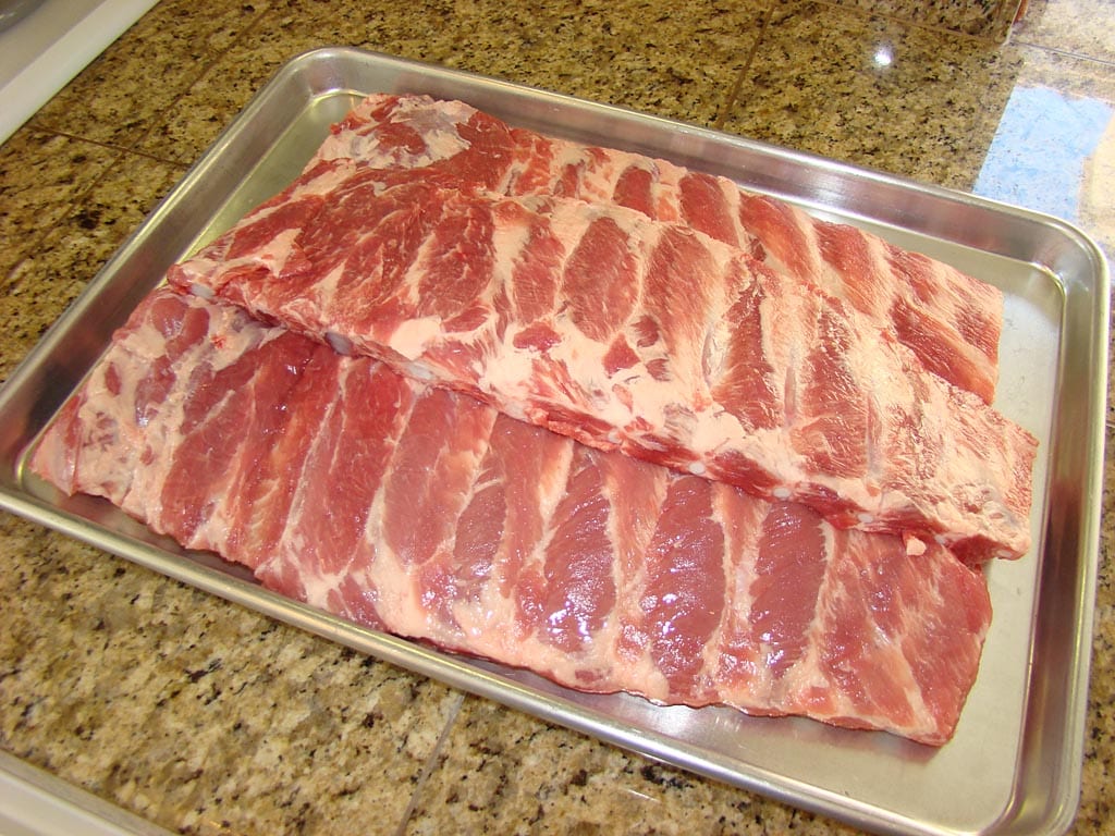 Spareribs trimmed St. Louis style
