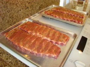 Rub applied to spareribs