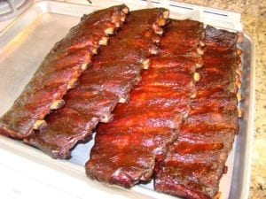 Finished slabs of spareribs