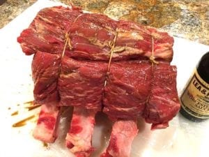 Worcestershire sauce applied to roast