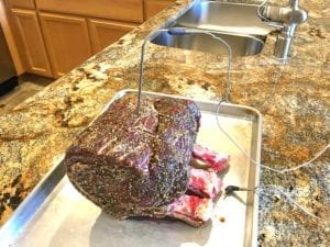 Roast on sheet pan with probe thermometer inserted in center