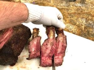 Slicing bones into individual ribs