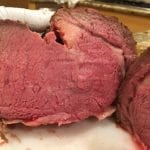 Close-up of interior view of standing rib roast